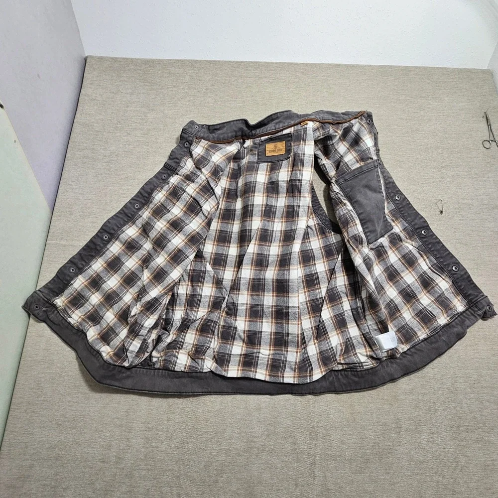 RedHead Ranch Vest Mens XL Grey Flannel Lined Canvas Snap Front Workwear